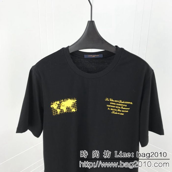 LV路易威登 19FW早春新款 地圖圖案 澳鑽短袖 情侶款 ydi1560